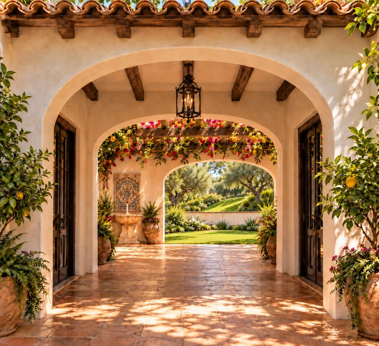 Covered courtyard terrace design
